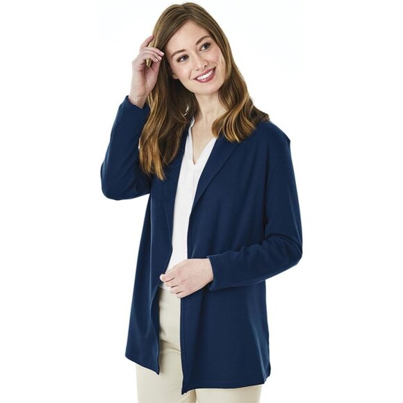 Women's Plus Size Cotton Cardigan Wrap Navy X Large Casual Layering - Picture 1 of 3